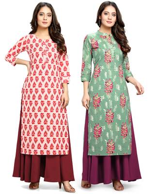 Off-white printed cotton ethnic-kurtis 1