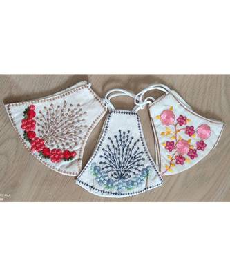 Cotton 2 layer embroidered designer masks? 1