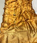 Women's Gold Color Banarasi Silk Partywear Saree 