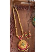 Gorgeous gold tone real kemp-green necklace set-Dj11332