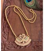 Beautiful Gold Tone Cz Multi Color Peacock Designer Chain Dj20948