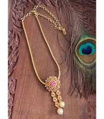 Beautiful Gold Tone Pink Flower Designer Necklace Dj29827