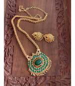 Gorgeous Gold Tone Green Designer Necklace Set Dj29968