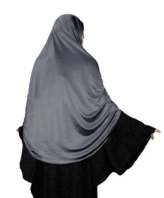 JSDC Women Islamic Wear Satin Lycra Plain Long Chaderi Abaya Hijab With Naqab & Frills Style 5