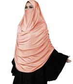 JSDC Women Modest Wear Satin Lycra Plain Long Chaderi Abaya Hijab With Naqab & Frills Style
