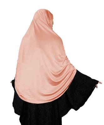 JSDC Women Modest Wear Satin Lycra Plain Long Chaderi Abaya Hijab With Naqab & Frills Style 5