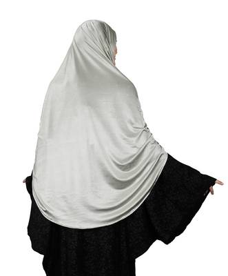 JSDC Women Casual Wear Satin Lycra Plain Long Chaderi Abaya Hijab With Naqab & Frills Style 5