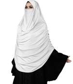 JSDC Women Satin Lycra Plain Long Chaderi Abaya Hijab With Naqab & Frills Style