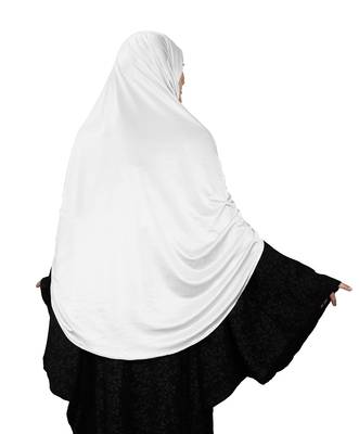 JSDC Women Satin Lycra Plain Long Chaderi Abaya Hijab With Naqab & Frills Style 5