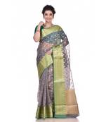 Grey woven organza saree with blouse
