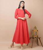 KAAJH Red Sequin Cotton Anarkali Kurta