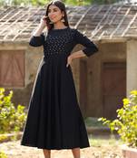 KAAJH Black Sequin Cotton Anarkali Kurta