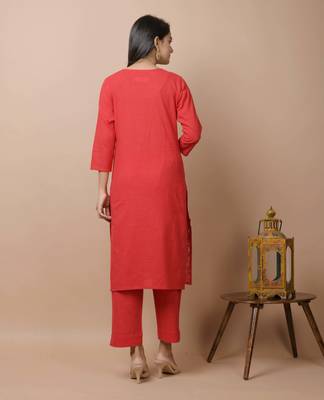 KAAJH Red Sequin Cotton Casual Kurta 5