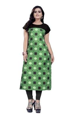 green printed crepe kurti 3