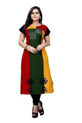 multicolor printed crepe kurti 1