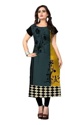 multicolor printed crepe kurti 1