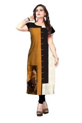 orange printed crepe kurti 3