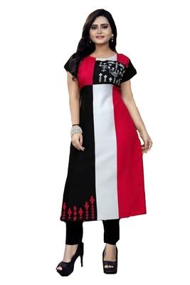 red printed crepe kurti 3