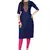blue embroidered cotton kurti