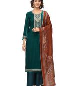 Green embroidered velvet salwar
