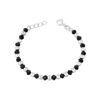 Silver & Black Beads Nazariya Sterling Silver Anklet For Kids-ANKK008 2