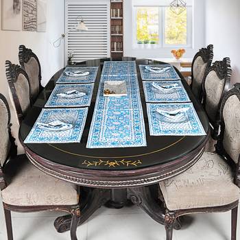 Cotton Table Living Room Decor Home Decorative Table Cloth With 6 Piece of Table mats  1