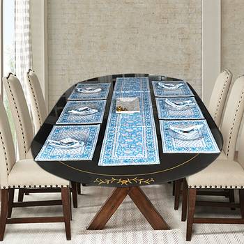 Cotton Table Living Room Decor Home Decorative Table Cloth With 6 Piece of Table mats  4