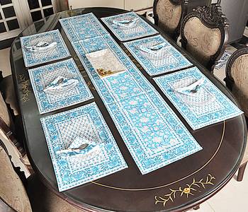 Cotton Table Living Room Decor Home Decorative Table Cloth With 6 Piece of Table mats  5