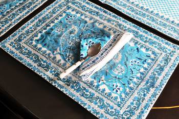Modern Style Cotton Table Top Decorative Tapestry With 6 Piece of Table Mats ( Size: Runner: 72 X 12,Mats: 18 X 12 Inch) 5