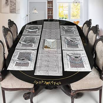 Home Furnishing Decor Cotton Table Cloth With 6 Table mats & Napkins ( Size: Runner: 72 X 12,Mats: 18 X 12 Inch) 1