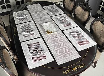 Home Furnishing Decor Cotton Table Cloth With 6 Table mats & Napkins ( Size: Runner: 72 X 12,Mats: 18 X 12 Inch) 2