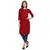 Red Solid Cotton Straight Kurtis