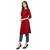Red Solid Cotton Straight Kurtis