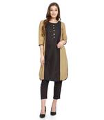 Cream Solid Cotton Straight Kurtis