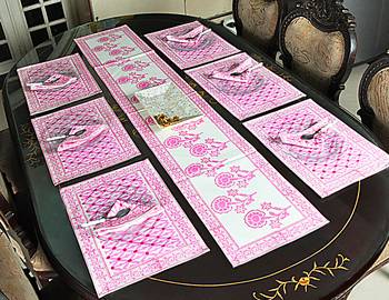 Christmas Dining Table Decor Cotton Table Cloth With 6 piece of Table mats (Size: Runner: 72 X 12, Mats: 18 X 12 Inch) 3