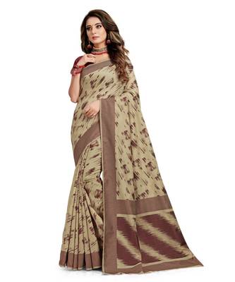 Sangam Prints Cream Cotton Handloom Woven Work Traditional Saree 1
