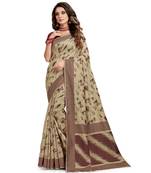 Sangam Prints Cream Cotton Handloom Woven Work Traditional Saree