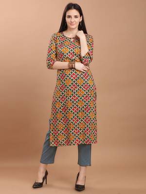 Women Multi-Coloured Printed Straight Kurta 1