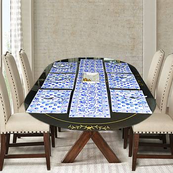 Christmas Special Cotton Table Runner Tapestry With 6 Piece of Table Placemats (Size: Runner:72 X 12, Mats:18 X 12 Inch) 1