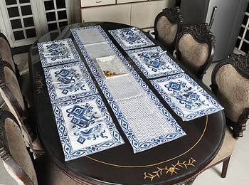 Home & Kitchen Decorative Cotton Table Top Decor With 6 Piece of Table Mats (Size: Runner:72 X 12, Mats:18 X 12 Inch) 2