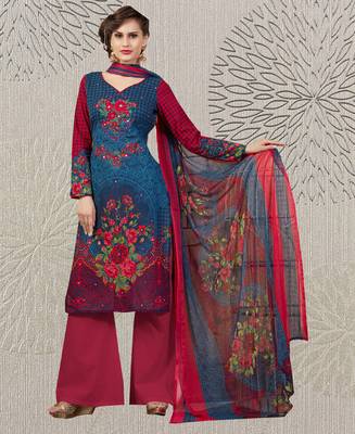Blue floral print cotton salwar 1