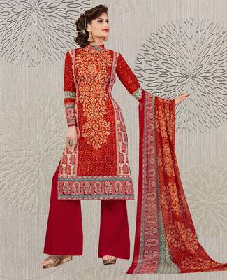 Red geometric print cotton salwar 1