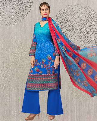 Blue floral print cotton salwar 1