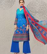 Blue floral print cotton salwar