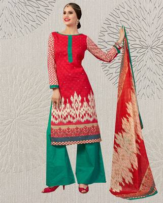 Red printed cotton salwar 1