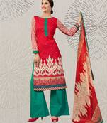 Red printed cotton salwar