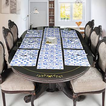 Home Decorative Cotton Tabletop Decor Table Runner With 6 Piece Table Placemats (Size:Runner:72 X 12, Mats:18 X 12 Inch) 1