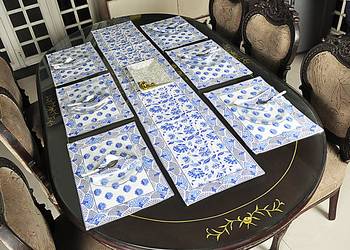 Home Decorative Cotton Tabletop Decor Table Runner With 6 Piece Table Placemats (Size:Runner:72 X 12, Mats:18 X 12 Inch) 2