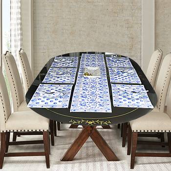 Home Decorative Cotton Tabletop Decor Table Runner With 6 Piece Table Placemats (Size:Runner:72 X 12, Mats:18 X 12 Inch) 5