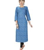 Blue printed cotton ethnic-kurtis